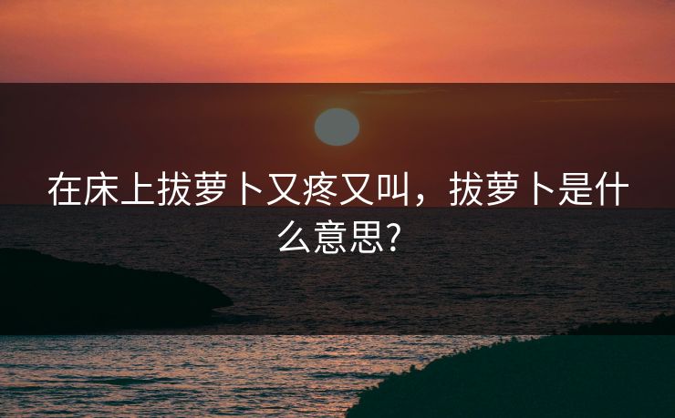 在床上拔萝卜又疼又叫，拔萝卜是什么意思?