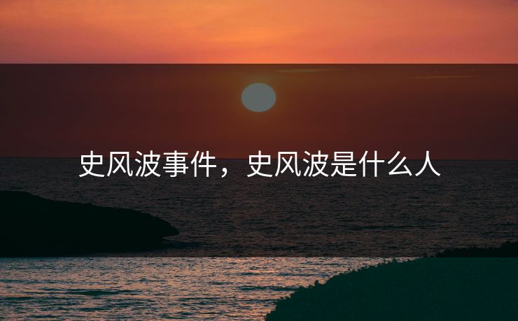 史风波事件,史风波是什么人 史风波事件,史风波是什么人