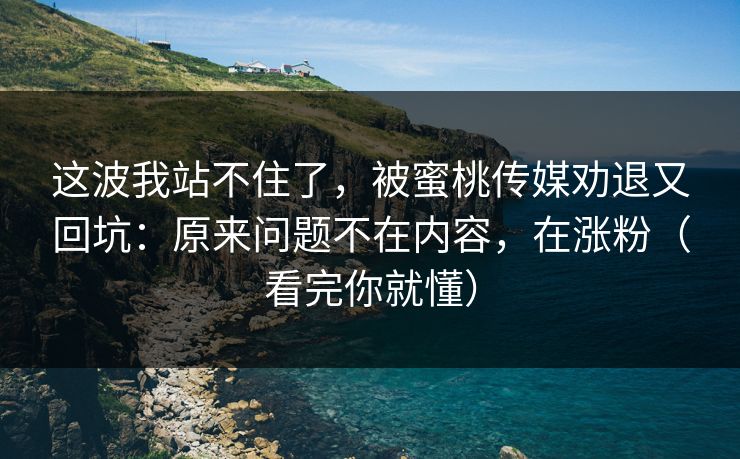 这波我站不住了，被蜜桃传媒劝退又回坑：原来问题不在内容，在涨粉（看完你就懂）